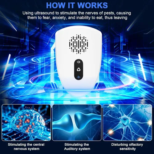 Miniatura 3 de Repelente ultrasónico de insectos y plagas para interiores, dispositivo de control enchufable repelente para roedores, ratones, ratas, cucarachas