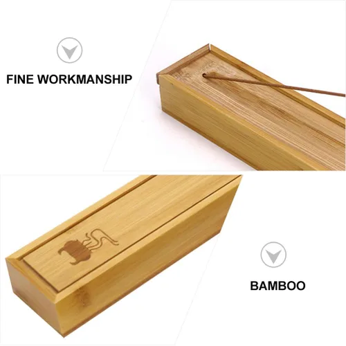 Miniatura 4 de HEALLILY Soporte para varillas de incienso de bambú y caja de almacenamiento con colector de cenizas, almacenamiento portátil de incienso para yoga