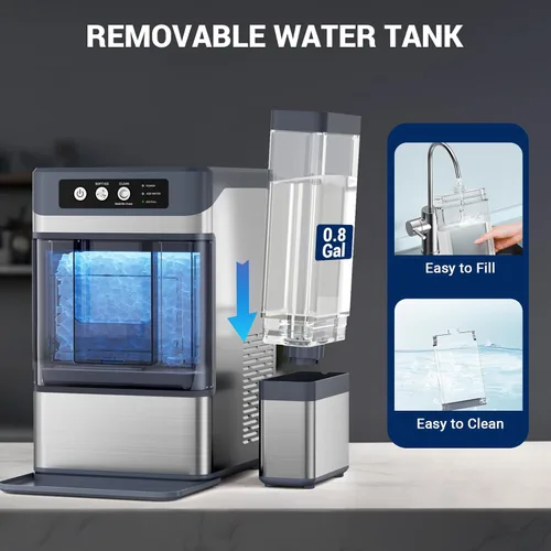 Miniatura 4 de Máquina de hielo de pepita, 44 libras/24 horas con tanque de 0.8 galones, hielo de pellets masticables suaves listos en máquina de hielo portátil