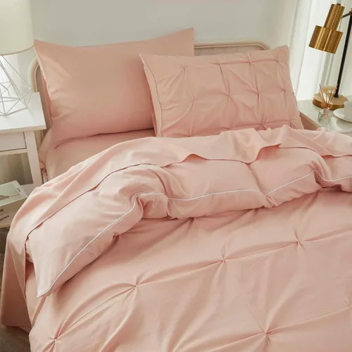 Miniatura 6 de Brandream Juego de ropa de cama para niños, tamaño matrimonial, juego de sábanas para niñas, color rosa, 4 piezas, color sólido, suave