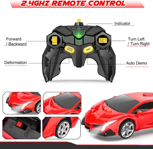 Miniatura 6 de Chridark Juguetes de Coche a Control Remoto - Coches RC Transformables para Niños, Juguetes de Coche Robot Transformable, Regalo de Juguetes