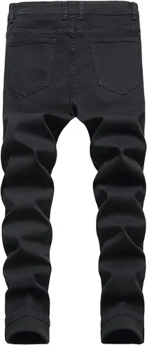 Miniatura 2 de Baylvn Pantalones de mezclilla para hombre, rasgados, desgastados, rectos, ajustados, casuales, a la moda