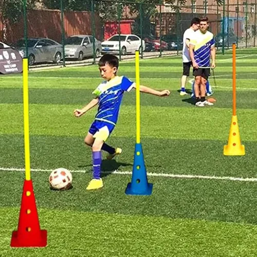 Miniatura 7 de Bastones de entrenamiento de agilidad de fútbol, paquete de 5 unidades, color amarillo, bastones de slalom de velocidad para equipos deportivos
