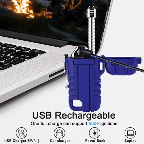 Miniatura 5 de SUPRUS Encendedor impermeable a prueba de viento, encendedor de plasma de arco, USB-C recargable con cuello expandible y flexible para exteriores