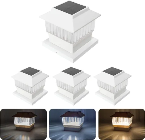 Miniatura 29 de Paquete de 4 luces solares para tapa de poste, modernas #2: se adapta a postes de vinilo de 4 x 4 y madera de 5 x 5 pulgadas, temperatura de 3