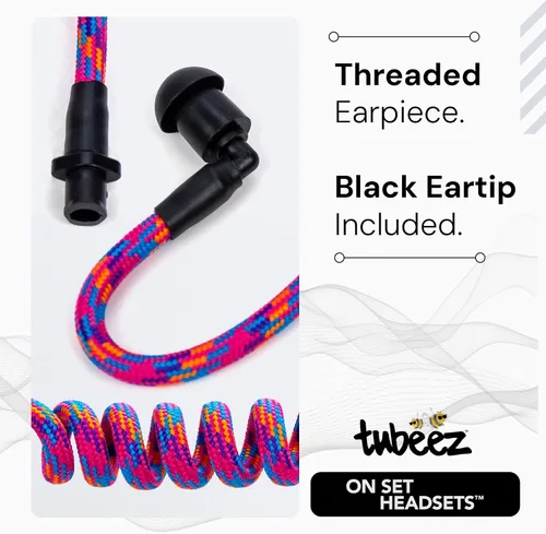 Miniatura 3 de Tubeez Walkie Talkie Auricular con tapones negros para los oídos – Tubo roscado de bloqueo de humedad que se adapta a cualquier auricular de radio