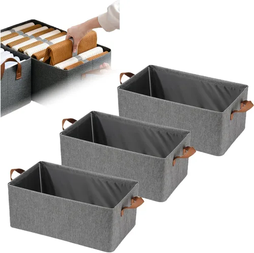 Miniatura 9 de Sistema organizador de cajas de almacenamiento plegables para armario, gran capacidad, resistente para organizar ropa, sábanas, juguetes, libros