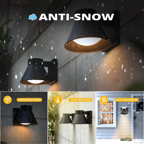 Miniatura 3 de UME Paquete de 2 lámparas LED de pared para exteriores, luces negras para porche delantero, iluminación de montaje en pared, farol de pared