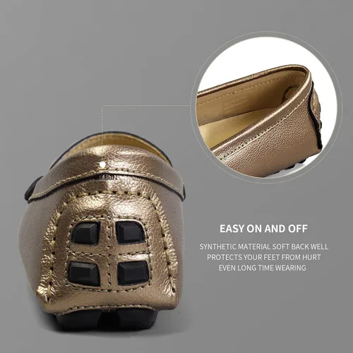 Miniatura 8 de Artisure Mocasines clásicos de cuero genuino para mujer, mocasines de conducción, mocasines casuales sin cordones, zapatos de barco cómodos y a