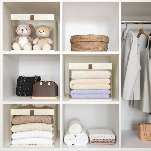 Miniatura 2 de Organizadores y almacenamiento de ropa para armario, cestas de almacenamiento plegables con ventana de malla para ropa, toallas y juguetes, 10.75 x