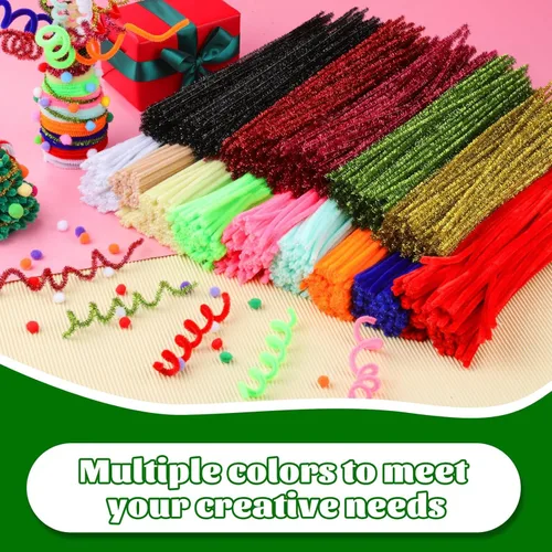 Miniatura 8 de Giwrmu 100 piezas de tallos de felpilla para limpiar tubos, color verde militar, suministros de manualidades para el día de la madre, creativos