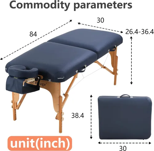 Miniatura 7 de PayLessHere Cama de masaje portátil de 77 pulgadas de largo, 30 pulgadas de ancho y 4 pulgadas de ancho, cama THK de pestañas, 3 mesas plegables