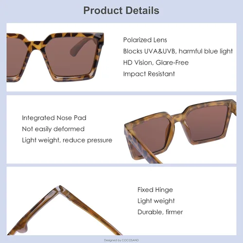 Miniatura 4 de COCOSAND Lentes de sol polarizados para niños, protección UV 400, retro, cuadrados, futuristas, para jóvenes, adolescentes, niños y niñas de 5 a 12