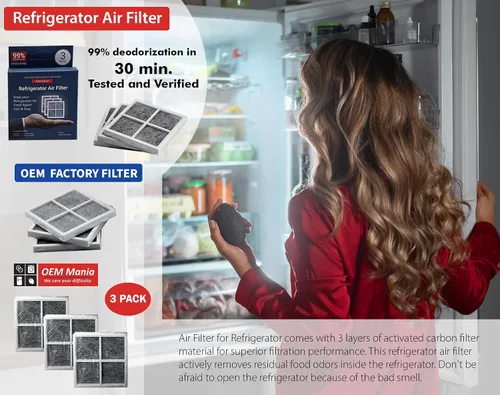 Miniatura 4 de LT120F - Paquete de 3 filtros de aire – Ajuste perfecto / sin polvo de carbono 6 meses de repuesto para refrigerador Fresh Air System – Reemplazo