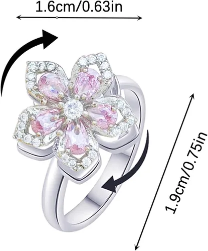 Miniatura 36 de Sunflower Ring Spinning Fidget Rings for Anxiety Open Adjustable Spinner Sun Ring Creative Relieving Stress Rotating Jewelry