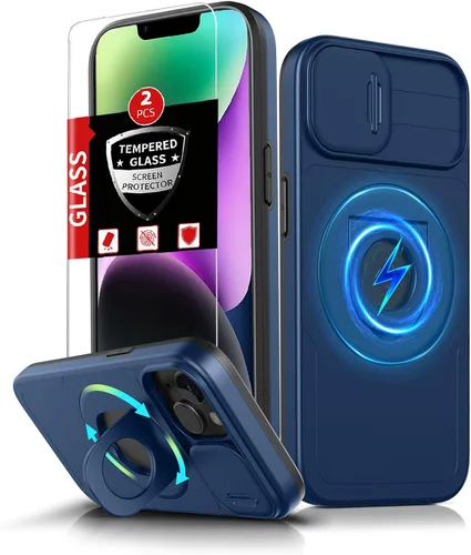 Miniatura 11 de Funda magnética para iPhone 11 Pro compatible con carga inalámbrica MagSafe, con 2 protectores de pantalla, anillo kickstand de 360° integrado +