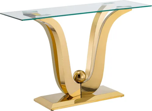 Miniatura 33 de Mesa de centro de cristal de lujo, mesa de centro de sofá de 47 pulgadas con marco de acero inoxidable dorado y parte superior de vidrio negro, mesa