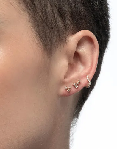Miniatura 6 de Oak & Luna - Designer Flower Studs With Triple Cubic Zirconia in Sterling Silver 0.925, Gold Vermeil - Dainty Gift For Girlfriend, Mom, Her, Women