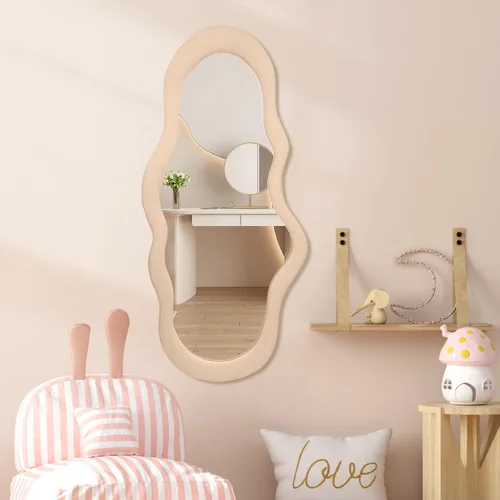 Miniatura 9 de BST FURNH Espejo de marco negro con forma de nube, 44 x 21 pulgadas, espejo alto montado en la pared para dormitorio, baño, sala de estar