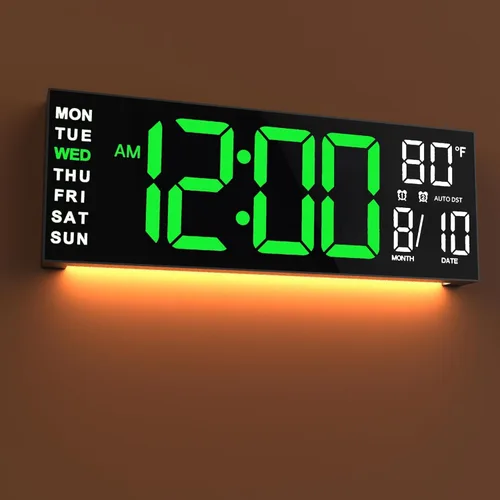 Miniatura 12 de JALL Reloj digital grande de montaje en pared de 16 pulgadas, temporizador de cuenta atrás, alarma, LED grande, color RGB, DST, temperatura