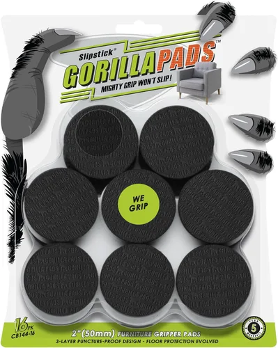 GorillaPads CB144-16 - Almohadillas antideslizantes para muebles (16 empuñaduras), protectores de suelo redondos de 2 pulgadas para debajo de