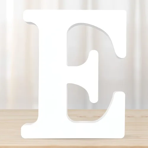 Miniatura 12 de Letras de madera blancas 3D de 6 pulgadas, letra de pared del alfabeto de madera para decoración de pared, manualidades de madera, letras de pie