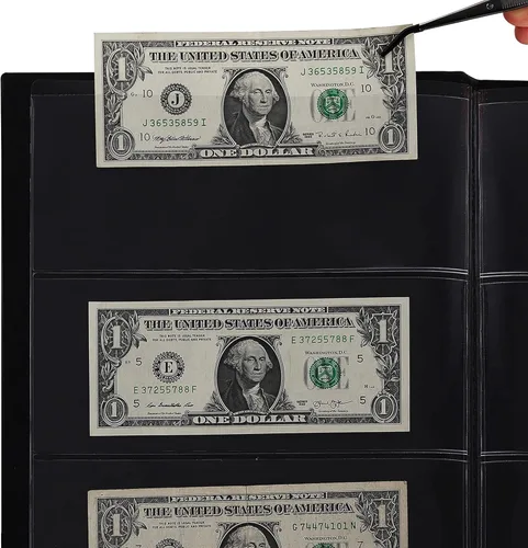 Miniatura 5 de Álbum de monedas de 60 bolsillos, soporte para coleccionar billetes, libro de almacenamiento de tapa dura de cuero sintético con funda protectora
