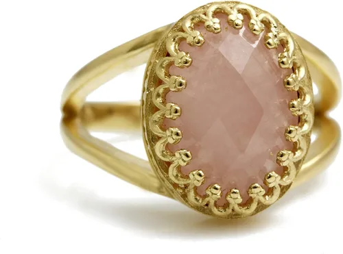 Miniatura 6 de Precioso anillo de cuarzo rosa con banda rellena de oro rosa de 14 quilates – Anillo apilable atemporal para cumpleaños, aniversarios y otras
