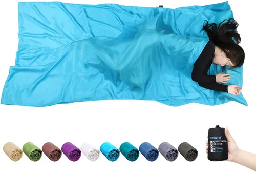 Browint Forro de seda para saco de dormir, saco de dormir de seda, extra ancho de 87 x 43 pulgadas, sábana de viaje ligera para hoteles, más colores