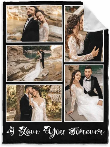Miniatura 13 de InterestPrint Manta de fotos personalizada para pareja, novio, novia, manta personalizada de 6 fotos, manta personalizada de aniversario y boda