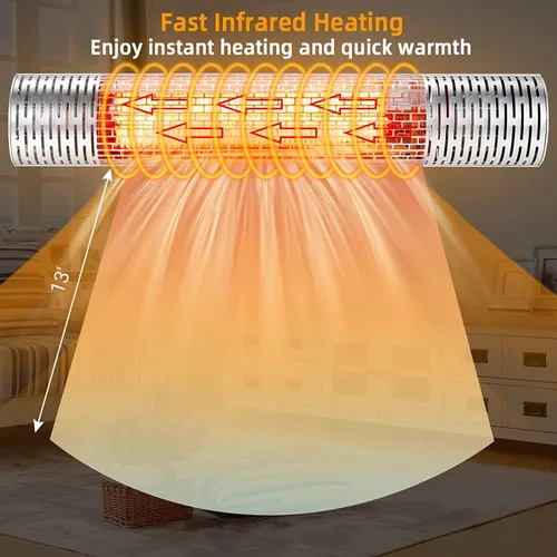 Miniatura 9 de Tangkula Calentador de patio montado en la pared de 1500 W, calentador eléctrico de infrarrojos lejanos para patio con control remoto, 2 ajustes