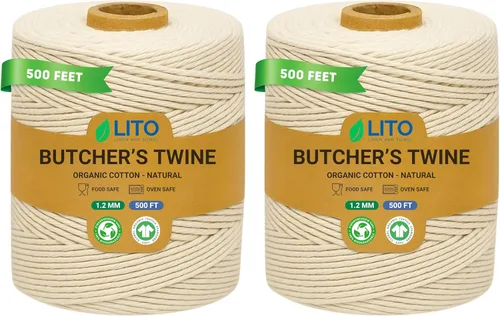 Cordel de carnicero orgánico para cocinar y atar – Cuerda de cocina de algodón natural resistente de 1.2mm de 1000 pies – Cuerda apta para