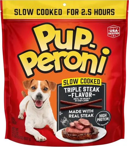 Miniatura 9 de Pup-Peroni Golosinas para Perros, Sabor Triple Carne, 22.5 Onzas, Sabores Ribeye, Top Sirloin, NY Strip