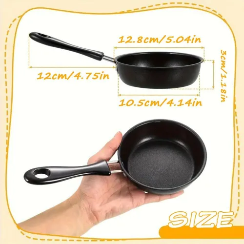 Miniatura 2 de Sartén con un huevo, mini sartén de inducción, sartén pequeña negra, olla antiadherente resistente al calor, sartén portátil para estufa