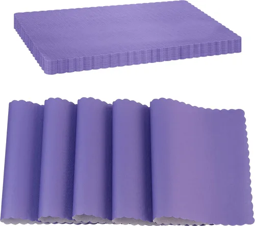 Miniatura 16 de Mantel Individual de Papel Desechable, Negro, Manteles Individuales con Bordes Escalonados, Mantel Individual de Papel Duradero para Decoración