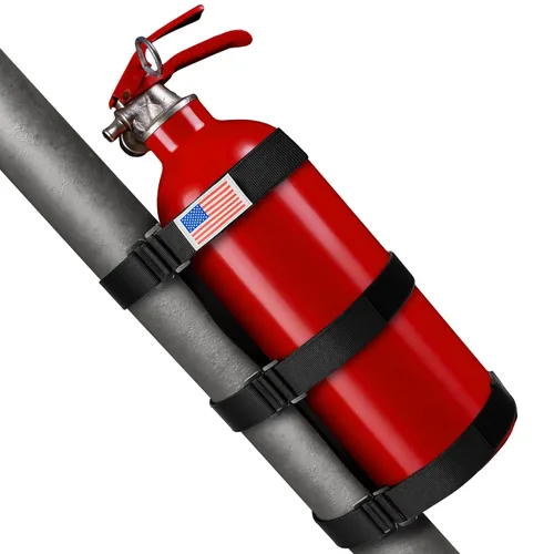 Fire Extinguisher Mount for Vehicle - Adjustable Nylon Strap Fix, No-Drill, Roll Bar Mount, Quick Release | Fits 3 lb Extinguishers - Fire