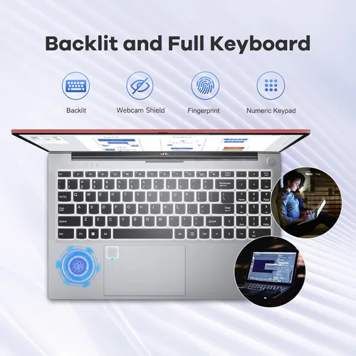 Miniatura 7 de NIMO Portátil FHD lPS-Business-de 15.6", i5-12450H, 8 núcleos, 16 GB de RAM, 1 TB SSD (Beat i7-11800H, hasta 4.4 GHz) Ordenador estudiantil con Rojo