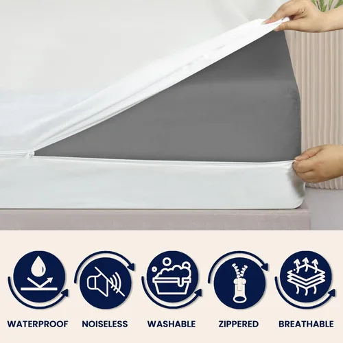 Miniatura 3 de Protector de colchón King con cremallera, protector de colchón impermeable tamaño King, suave, transpirable y sin ruido, se adapta a hasta 15