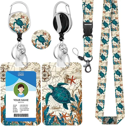 Miniatura 8 de Cordones azul bebé para llaves Portador de Insignias, Carrete de Insignias Retráctil con Clip de Mosquetón y Cordón Desmontable, Linda Tarjeta
