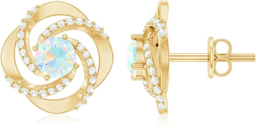 Miniatura 7 de Aretes de ópalo etíope certificados con diamantes 1.25 Cttw Calidad AAA