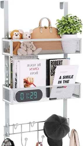 Miniatura 20 de Consumest Organizador de Ganchos Sobre la Puerta - Colgador Sobre la Puerta con 16 Ganchos y 2 Cestas para Colgar Abrigo, Ropa, Toalla
