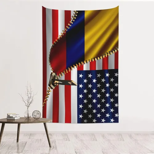 Miniatura 8 de Tapiz de bandera estadounidense y bandera cubana de Cuba, 60 x 40 pulgadas, divertido tapiz estético, arte de pared para dormitorio, sala de estar