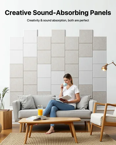 Miniatura 7 de Paquete de 18 paneles de pared insonorizados autoadhesivos, paneles cuadrados de espuma a prueba de sonido para pared, paneles acústicos de alta