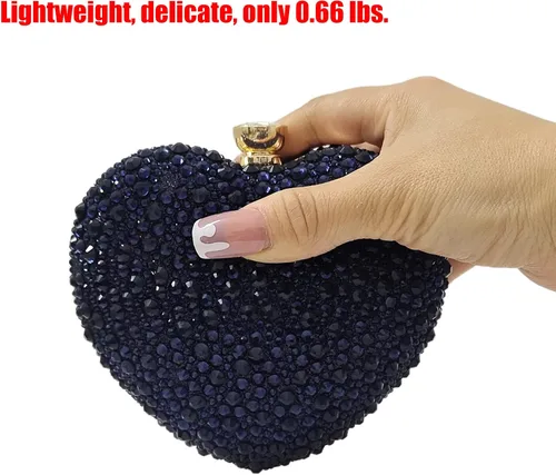 Miniatura 4 de Lindo bolso de mano con forma de corazón, mini amor, corazón, diamantes de imitación, boda, fiesta, mujer
