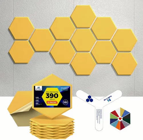 Paneles acústicos autoadhesivos [390 lbs/yd³ de densidad ultra alta], panel de absorción de sonido de segunda generación, panel de sonido de nivel