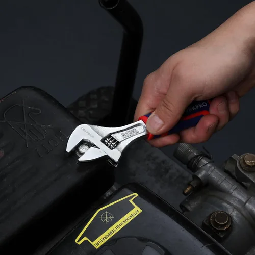 Miniatura 8 de WORKPRO Llave ajustable de 6 pulgadas, llave de apertura de mandíbula ancha con agarre antideslizante de goma, escalas métricas/SAE, acero Cr-V