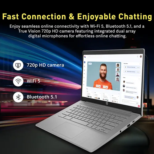 Miniatura 4 de HP Laptop Chromebook HD de 14 pulgadas para negocios y estudiantes, Intel Celeron N4120, 4 GB LPDDR4, 64 GB eMMC, gráficos Intel UHD, cámara web