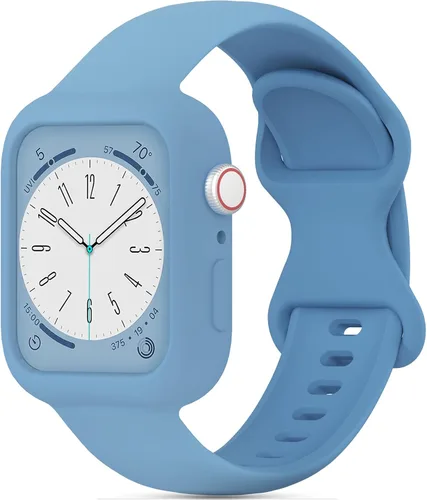 Miniatura 35 de Keebowz Funda Protectora de Silicona Compatible con Apple Watch de 38mm 40mm 41mm 42mm 44mm 45mm 46mm 49mm, Mujeres y Hombres, Correa Deportiva