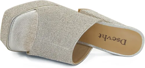 Miniatura 4 de Dsevht Sandalias de plataforma gruesa para mujer, sandalias de plataforma con punta cuadrada y tacón alto