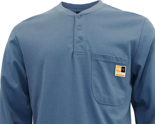 Miniatura 44 de KONRECO Camisas FR para hombre resistentes al fuego/ignífugo CAT2 7oz algodón dos tonos y camisa Henley